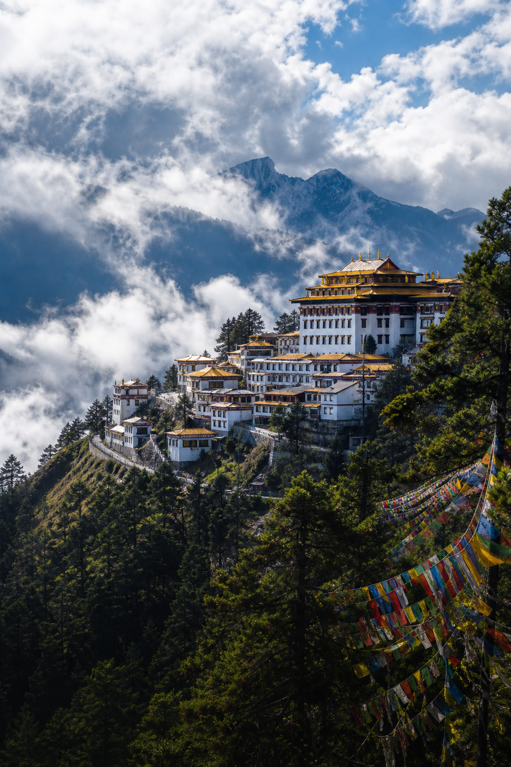Tawang monastery on a Himalayan mountain slope